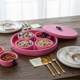 INUS Dry Fruit Jute Container Tray Set with Cotton Rope & Lid - Multiuse Storage for Sweets, Chips, Diwali Gift Cookies & Snacks (Pink)